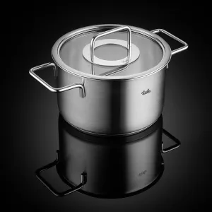 Fissler Pure Collection Stainless Steel 4.2 Quart Stock Pot with Glass Lid