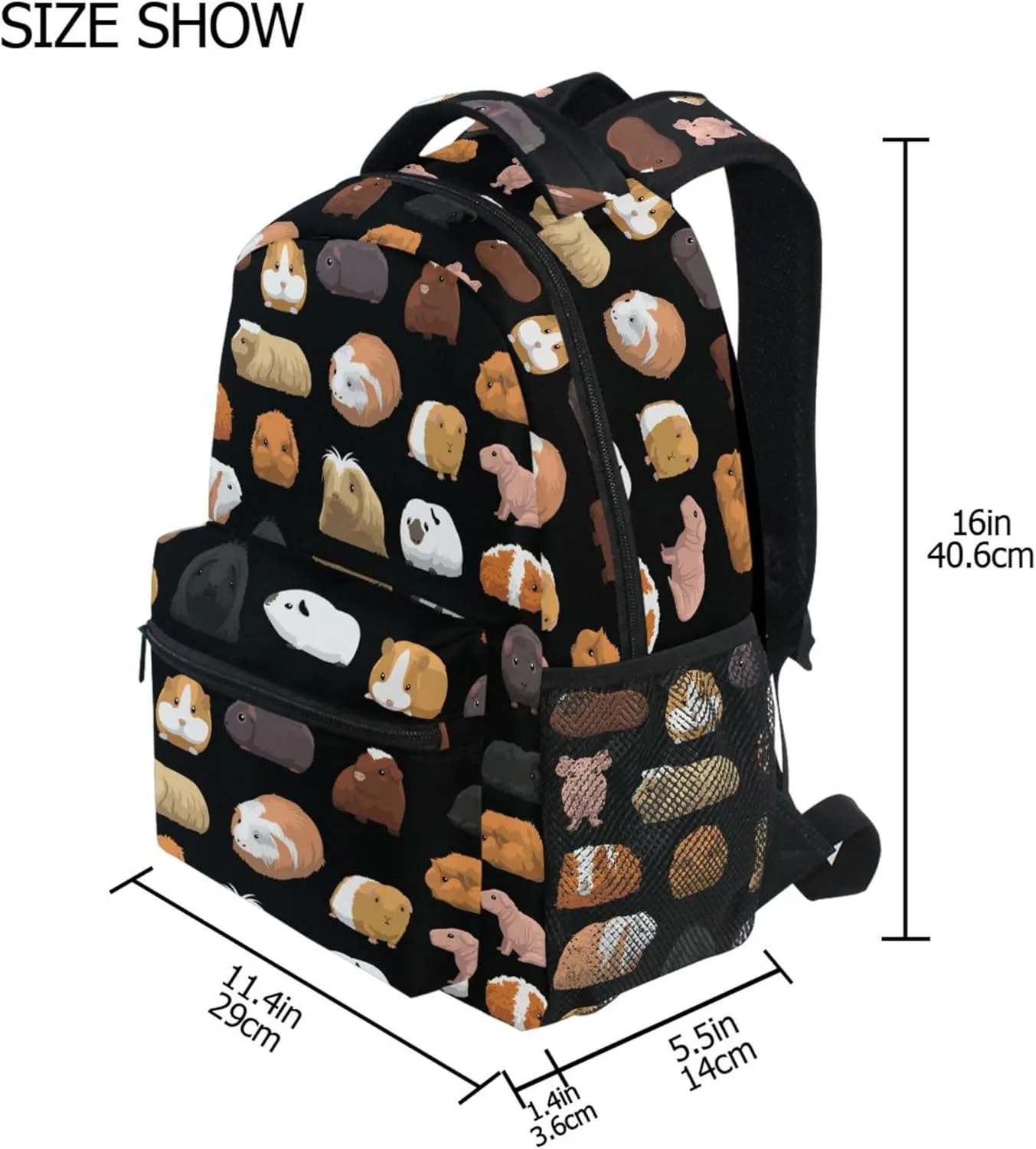 Fisyme Guinea Pig Cartoon Laptop Backpack Bag Bookbag Casual Travel Hiking Computer Notebook Daypacks
