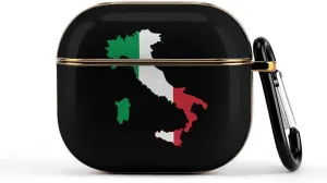 Flag Map of Italy Cute Protective Case Cover for Airpods 3 Headphone with Keychain Hard Case Cover Full Print
