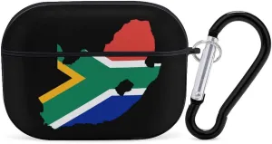Flag Map of South Africa Cute Protective Case Compatible with AirPods Pro Bluetooth Headphone Cover with Keychain