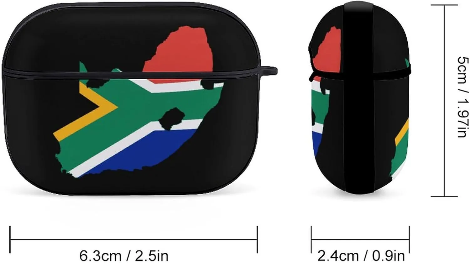 Flag Map of South Africa Cute Protective Case Compatible with AirPods Pro Bluetooth Headphone Cover with Keychain