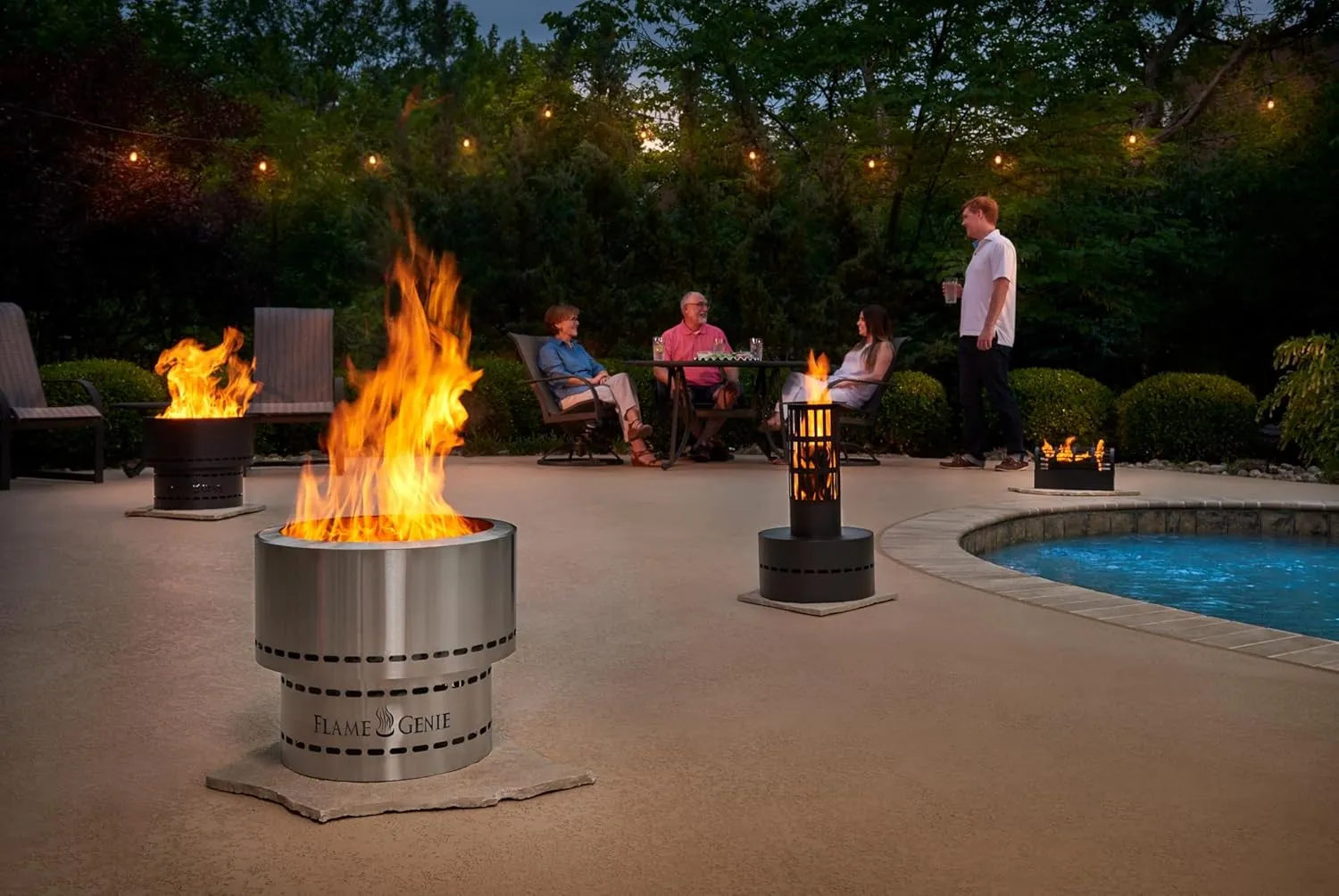 Flame Genie Portable Smokeless Wood Pellet Outdoor Fire Pit with Tote, 19" Diameter, Black Galvanised Steel