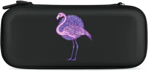 Flamingos Purple Floral Compatible with Switch Carrying Case Hard Travel Game Bag Pouch with 15 Games Accessories