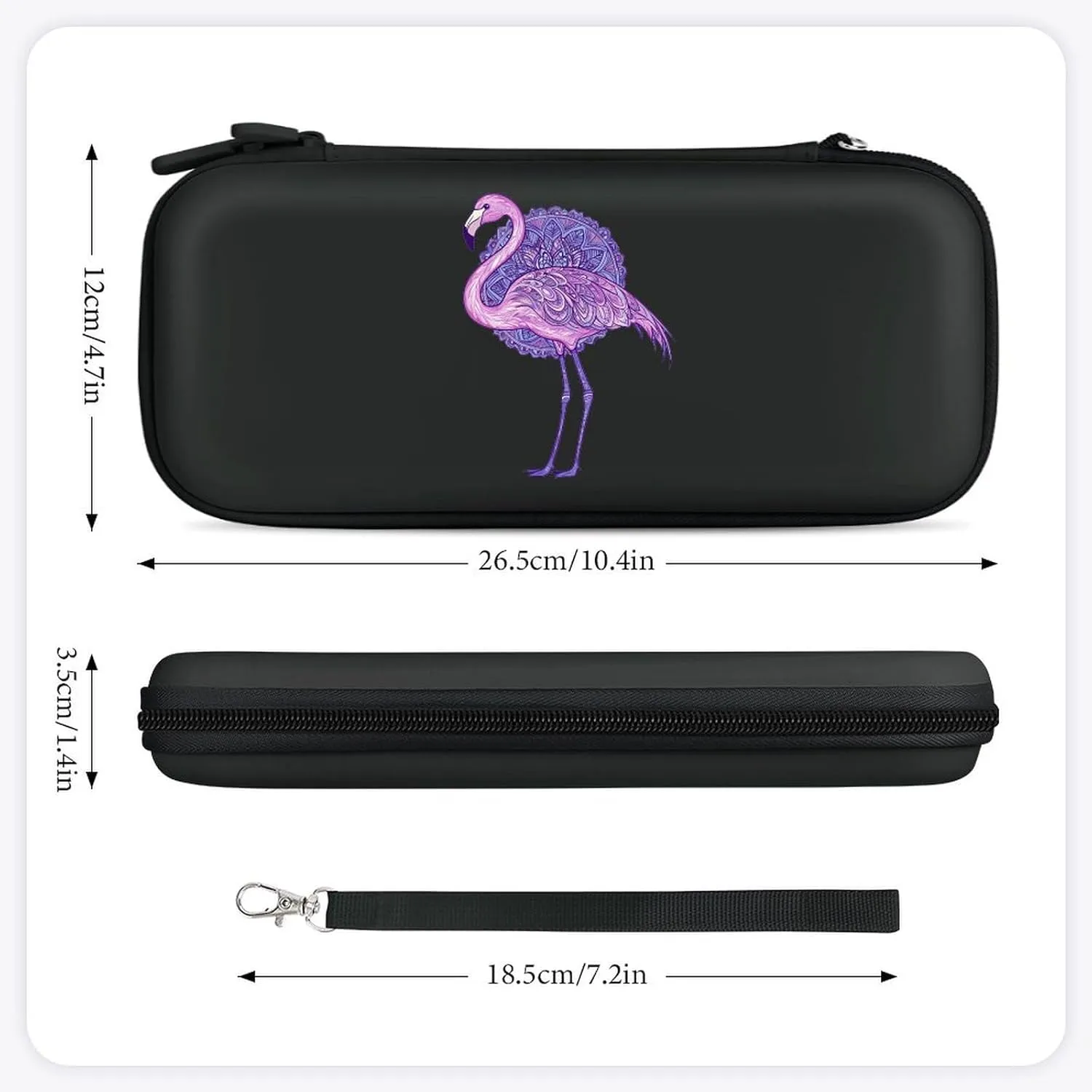 Flamingos Purple Floral Compatible with Switch Carrying Case Hard Travel Game Bag Pouch with 15 Games Accessories