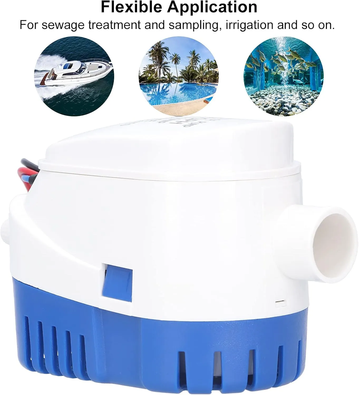 FLEXMAN Submersible Bilge Pump, Airlock Proof Boat Bilge Water Pump with Break Off Filter, Multifunctional Bilge Submersible Pump for Sewage Treatment, Water Purification (DC24V 1100GPH)