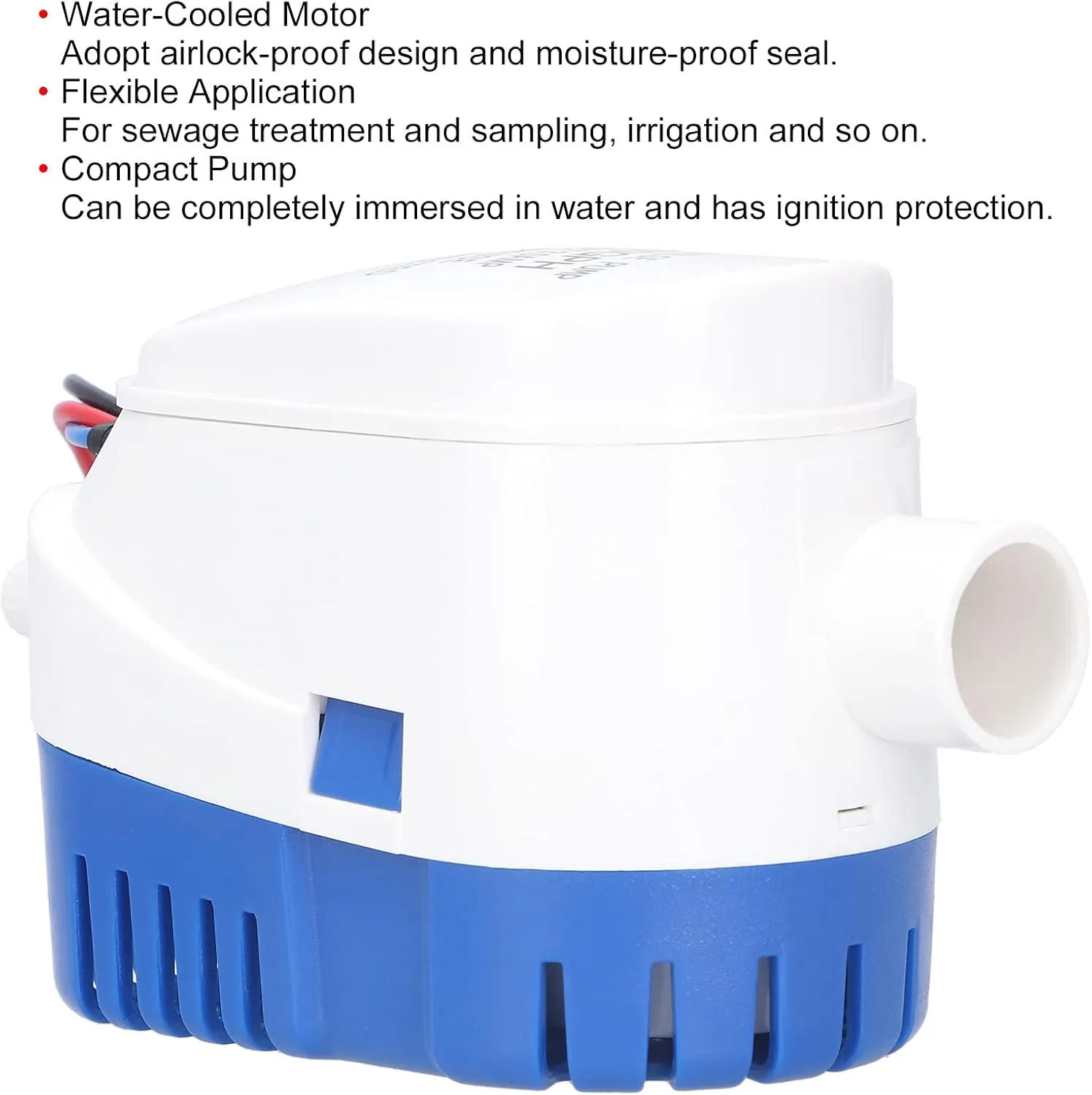 FLEXMAN Submersible Bilge Pump, Airlock Proof Boat Bilge Water Pump with Break Off Filter, Multifunctional Bilge Submersible Pump for Sewage Treatment, Water Purification (DC24V 1100GPH)
