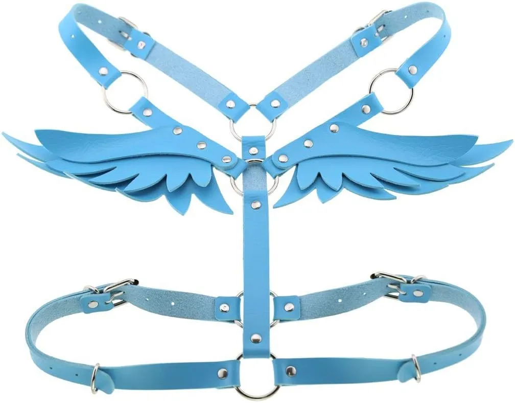 FM FM42 O Ring Waist Belt Body Caged Harness with Back Angel Wings (16 Colors)