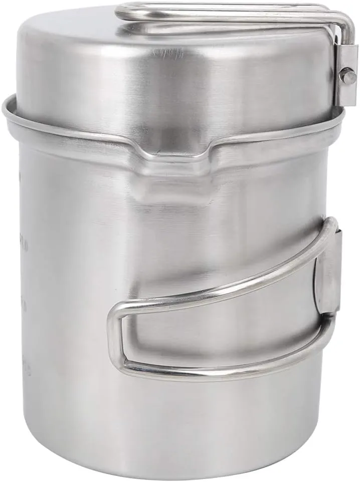 Fockety Camping Cooker Hiking Pot, Stainless Steel Camping Pot Outdoor Cookware Set for Camping, Backpacking, Hiking and Picnic. Travel, Leisure Fishing, Enjoyment, Outdoor Life, Outdoor