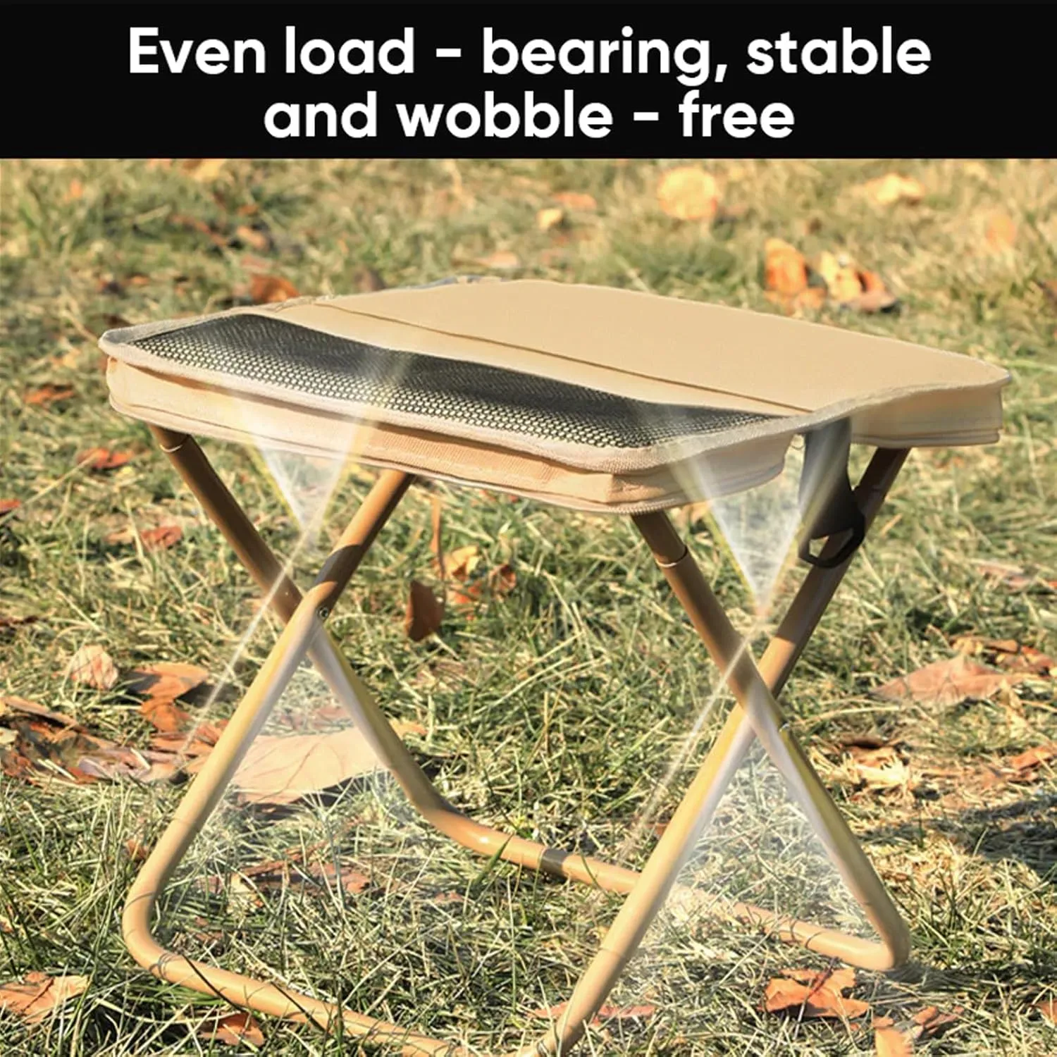 Foldable Backpack Stool, Ultra Lightweight Camping Stool with Adjustable Shoulder Strap, Compact Collapsible Footstool Seat for Outdoor, Fishing & Picnic (Khaki,S)