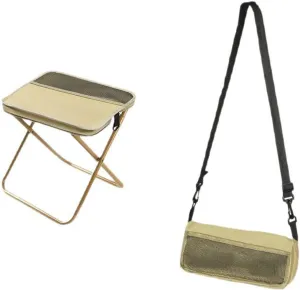 Foldable Backpack Stool, Ultra Lightweight Camping Stool with Adjustable Shoulder Strap, Compact Collapsible Footstool Seat for Outdoor, Fishing & Picnic (Khaki,S)