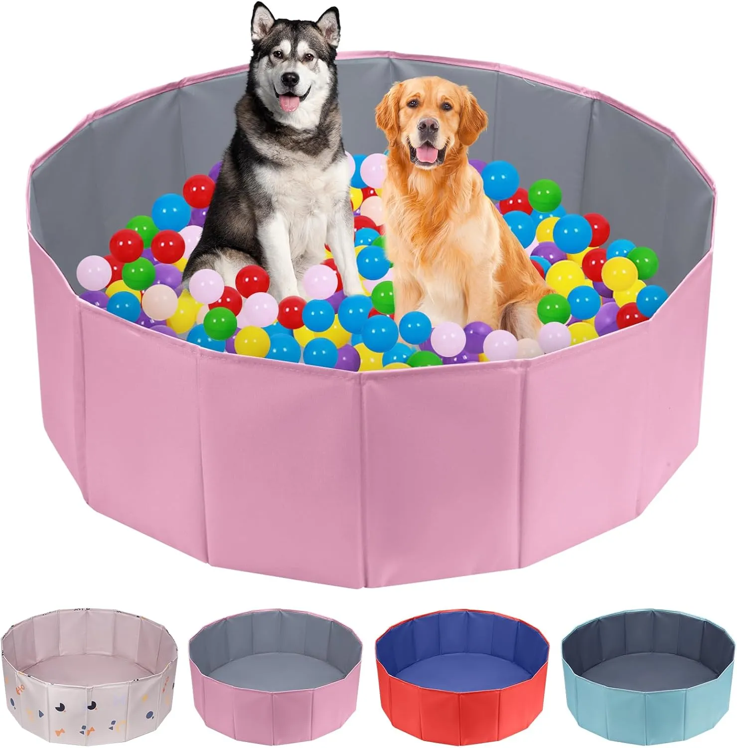 Foldable Ball Pit, Foldable Ball Pits for Dogs, Ball Pit for Dogs, Portable and Foldables Kids Ball Pits, Suitable for Indoor and Outdoor (Without Toy Ball, Pink)