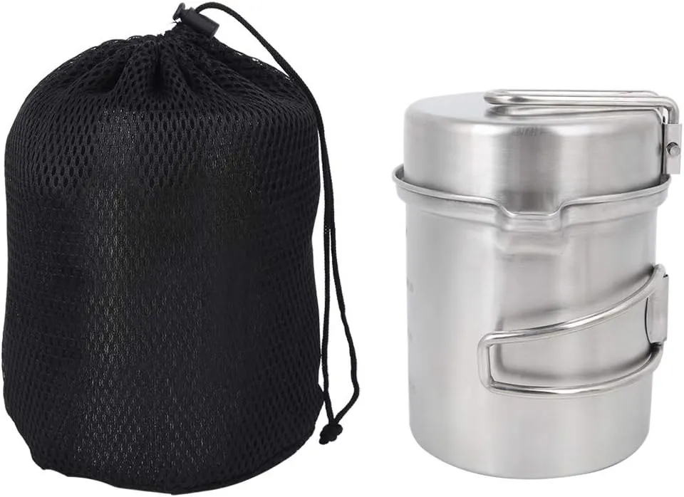 Foldable Camping Cups Mugs,Stainless Steel Backpacking Cookware Outdoor Cookware Set for Hunting Backpacking Picnic Hiking