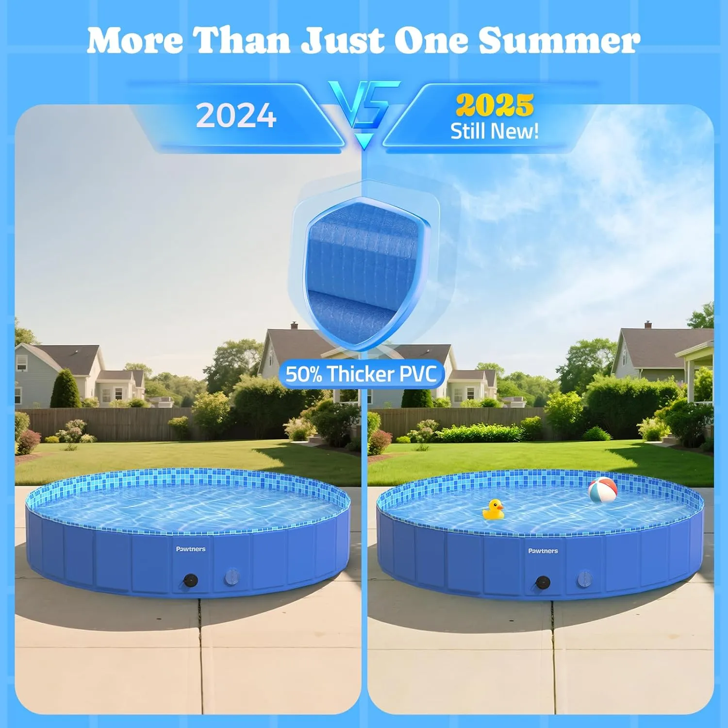 Foldable Dog Pool with RGB LED Light, 94" Collapsible Hard Plastic Kiddie Swimming Pool with Remote for Small Medium Large Doggie Kitty Puppy, Pet Bathing Tub Wading Pool for Dogs Blue