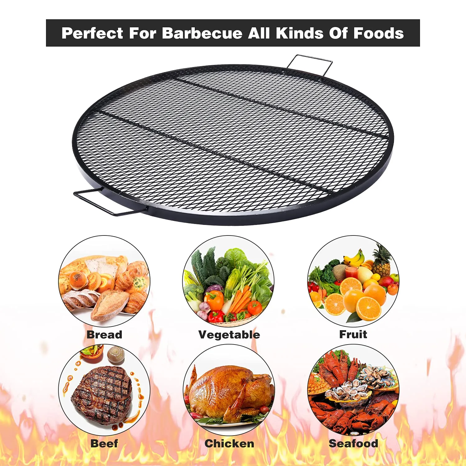 Foldable Fire Pit Grill Cooking Grate with Handle From Redcamp