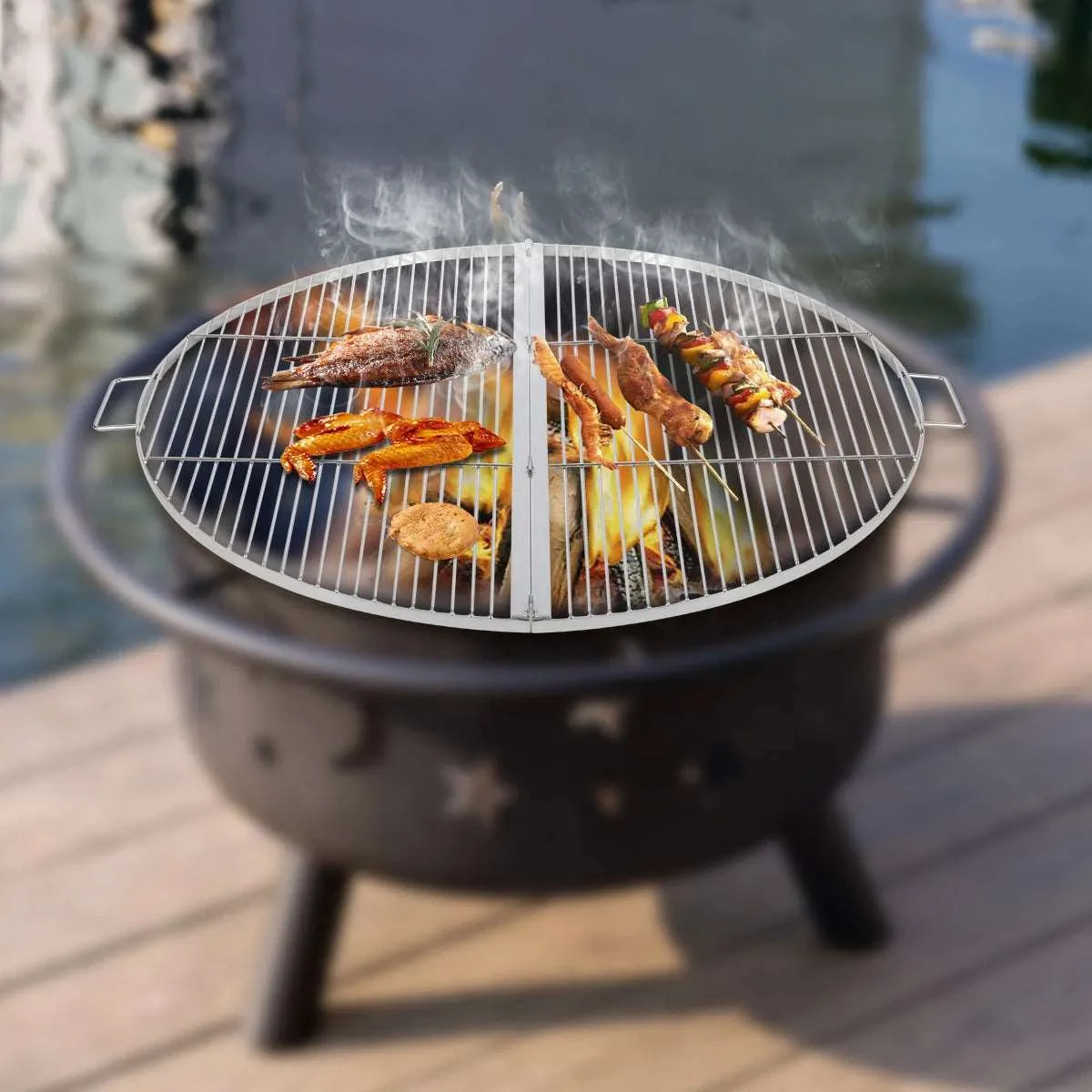 Foldable Fire Pit Grill Cooking Grate with Handle From Redcamp