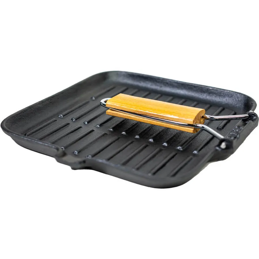 Folding Handle Cast Iron Fry Pan 240mm Square | Supex