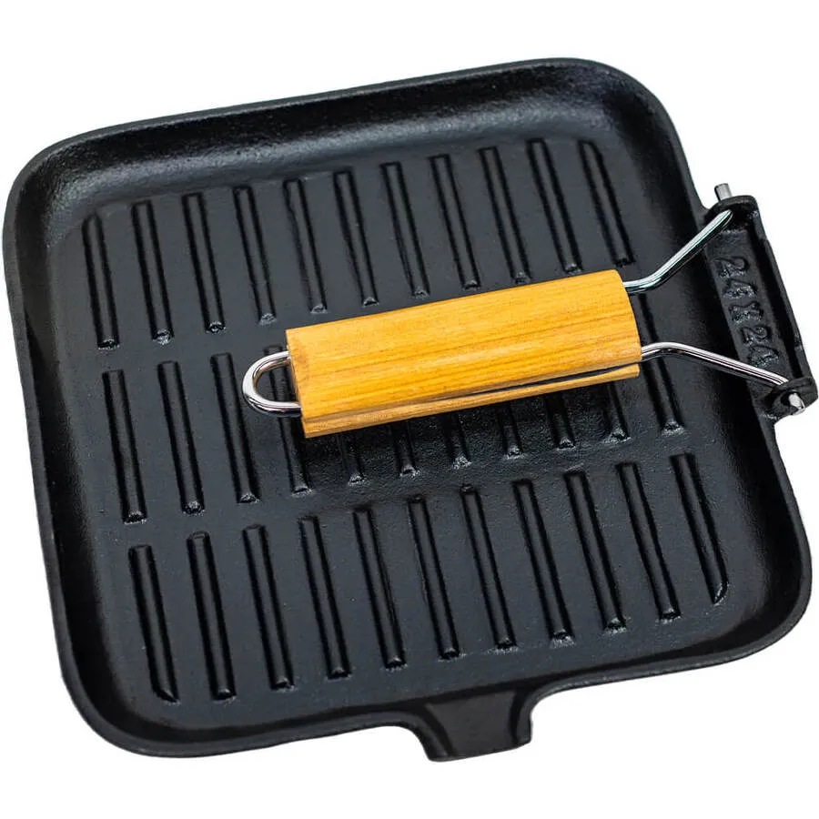 Folding Handle Cast Iron Fry Pan 240mm Square | Supex