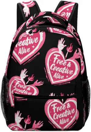Free Creative Alive Cute Backpack Casual Funny Printing Basic Shoulder Bag for Men Women Travel Picnic