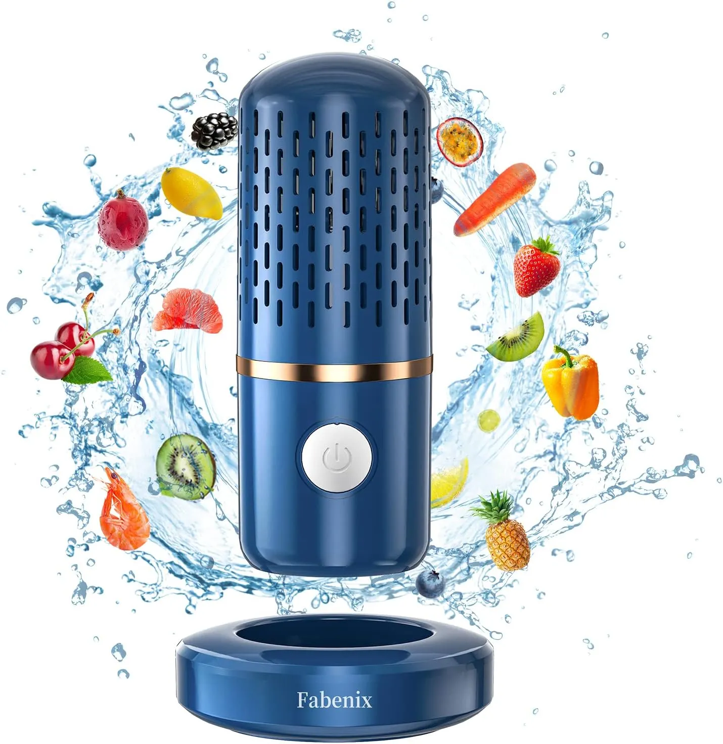 Fruit and Vegetable Cleaning Machine, Fruit and Vegetable Cleaner, USB Wireless Food Purifier, Cleaner Device for Washing Fruits, Vegetables, Rice, Meat and Tableware (Blue), Medium