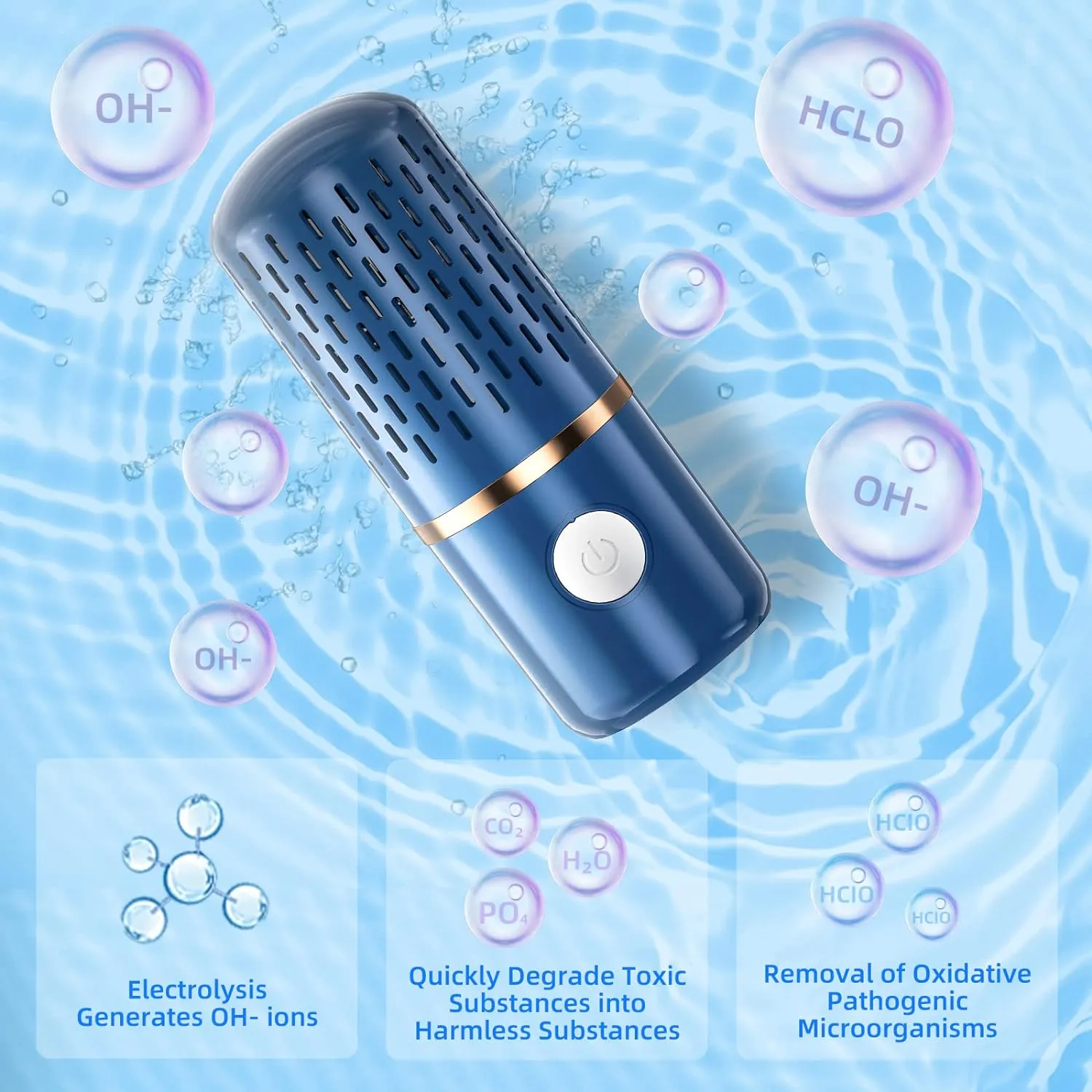 Fruit and Vegetable Cleaning Machine, Fruit and Vegetable Cleaner, USB Wireless Food Purifier, Cleaner Device for Washing Fruits, Vegetables, Rice, Meat and Tableware (Blue), Medium