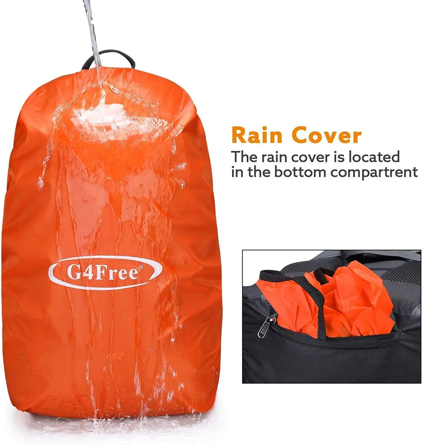 G4Free 45L Hiking Travel Backpack Waterproof with Rain Cover, Outdoor Camping Daypack for Men Women (Black)