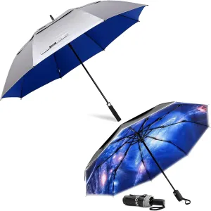 G4Free 68 Inch Extra Large UV Protection Golf Umbrella   Eco Windproof Travel Umbrella, Auto Open/Close, Double Canopy, Sun & Rain Protection