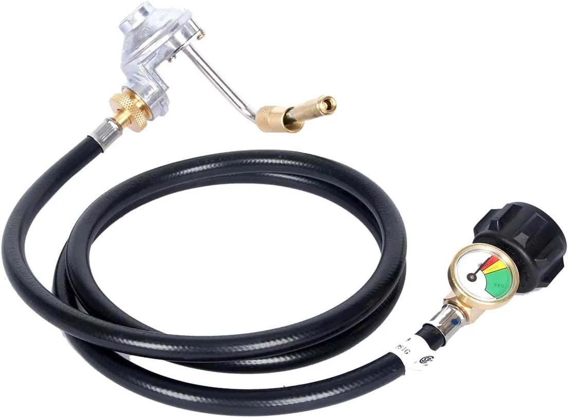 GasSaf 5FT Propane Adapter Hose with Propane Grill Regulator Suitable for Blackstone 17"、22" Tabletop Griddle