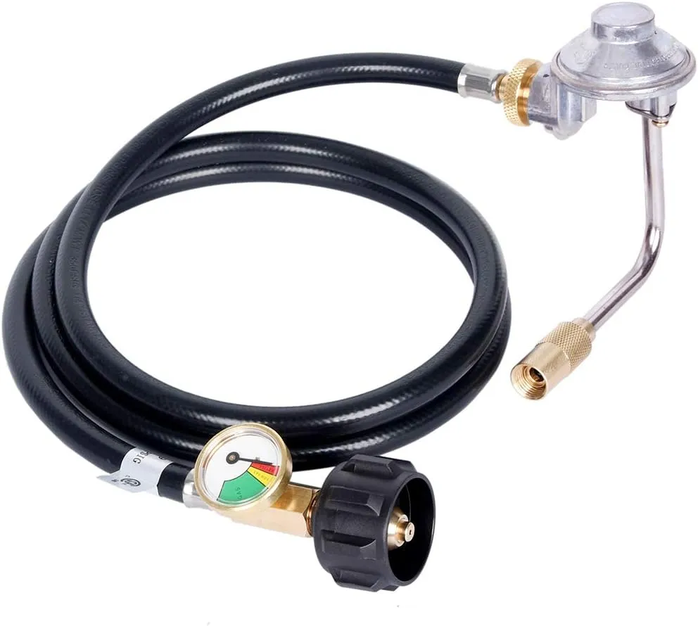 GasSaf 5FT Propane Adapter Hose with Propane Grill Regulator Suitable for Blackstone 17"、22" Tabletop Griddle