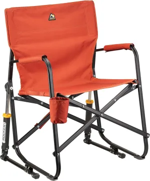 GCI Outdoor Freestyle Rocker Camping Chair | Portable Folding Rocking Chair with Solid Armrests, Drink Holder & Supportive Backrest, Pumpkin Spice