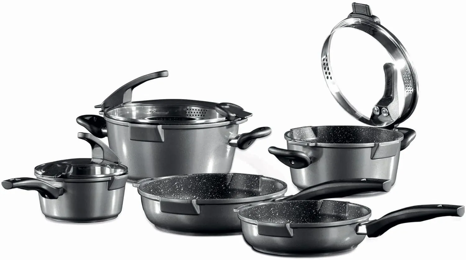 Germany's Stoneline Xtreme Series 8 Pieces Set Non-stick Non-Toxic Stone Coating Cookware - Top of the line model, better taste food