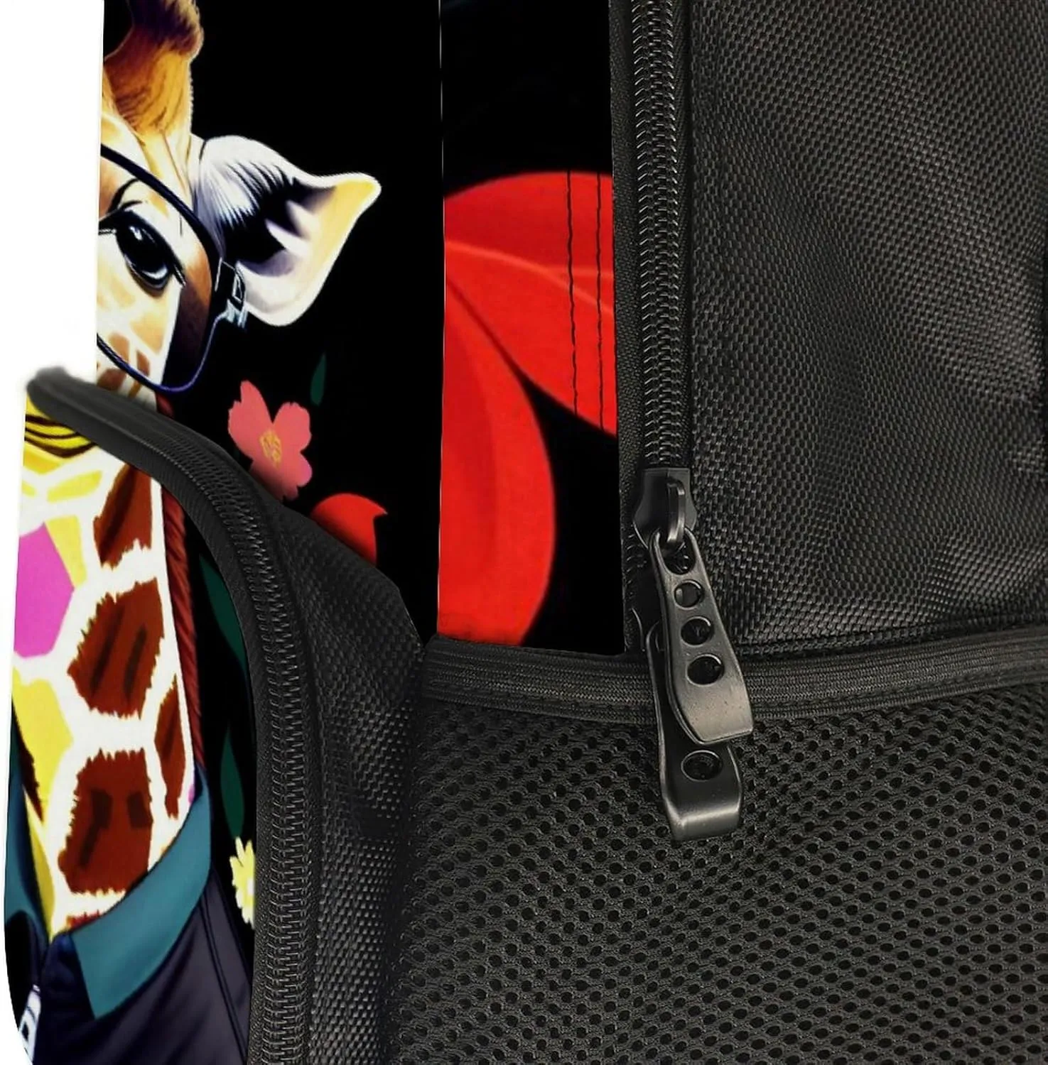 Giraffe Wear Glasses Art Backpack Polyester Anti-Theft Multipurpose Bookbag Large Capacity Laptop Book Bag Rucksack With Side Pockets
