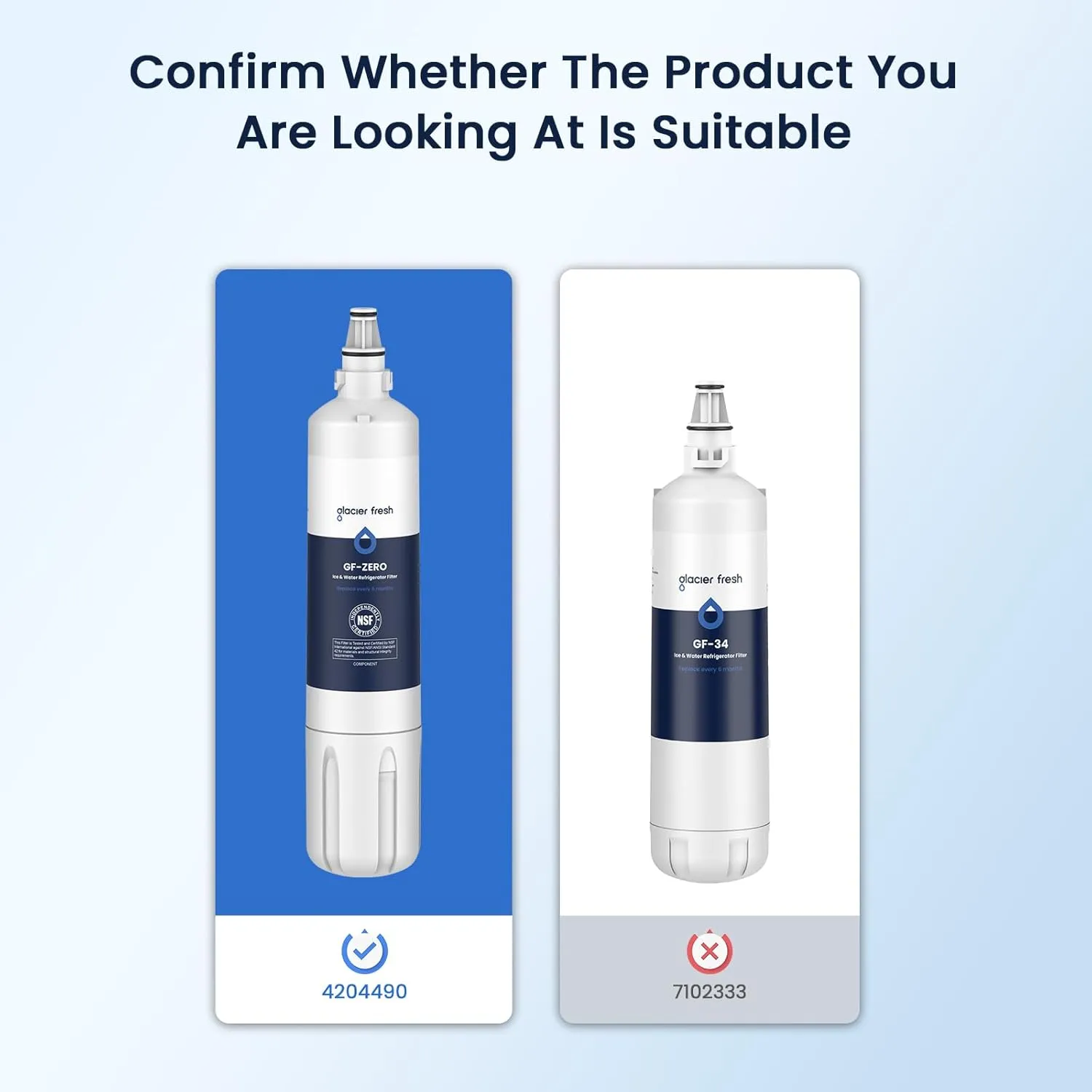 GLACIER FRESH Replacement for 4204490 Water Filter and 7007067 Air Purification Cartridge Combo Pack, Compatible with Sub-Zero 4204490, 4290510 Water Filter, 7042798/7007067 Air Filter(1 1)