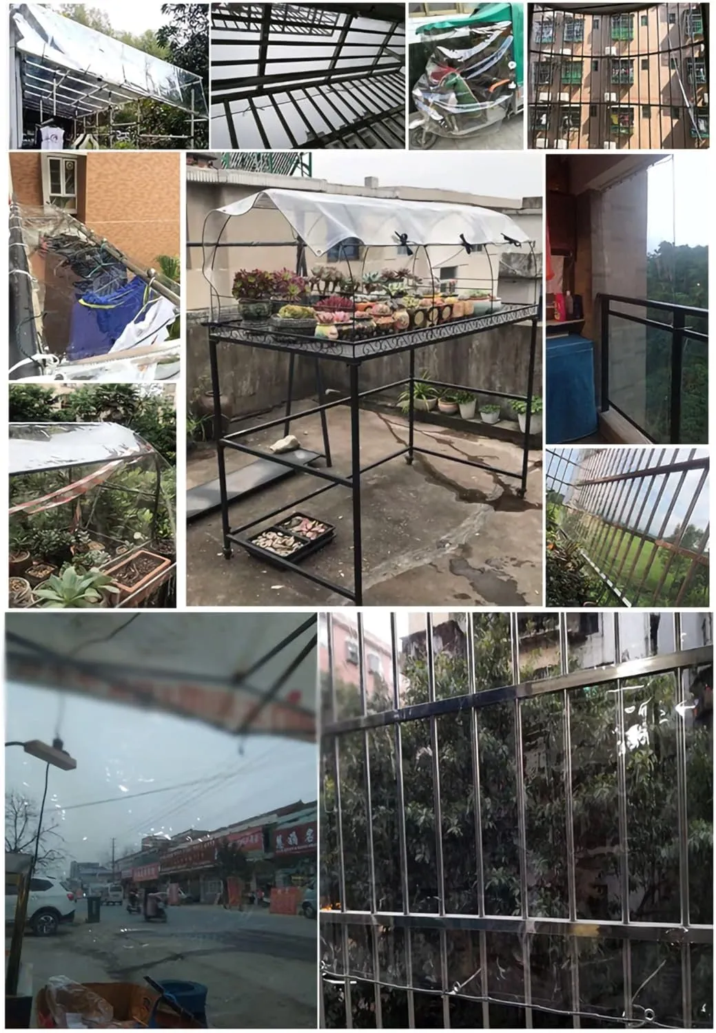 Glass Clear Tarpaulin Waterproof, Heavy Duty Windshield Balcony Rain Cover, with Metal Holes, for Outdoor Camping Ground Sheet Cover (Size : 1x1.5M/3.3x4.9ft)