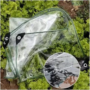 Glass Clear Tarpaulin Waterproof, Heavy Duty Windshield Balcony Rain Cover, with Metal Holes, for Outdoor Camping Ground Sheet Cover (Size : 1x1.5M/3.3x4.9ft)