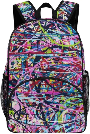 Glow in Dark Splatter Neon Backpack for Worker Teacher Business Hiking Travel Bag Shoulders Bag