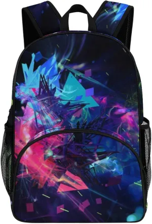 Glow in Dark Splatter Neon Backpack for Worker Teacher Business Hiking Travel Bag Shoulders Bag