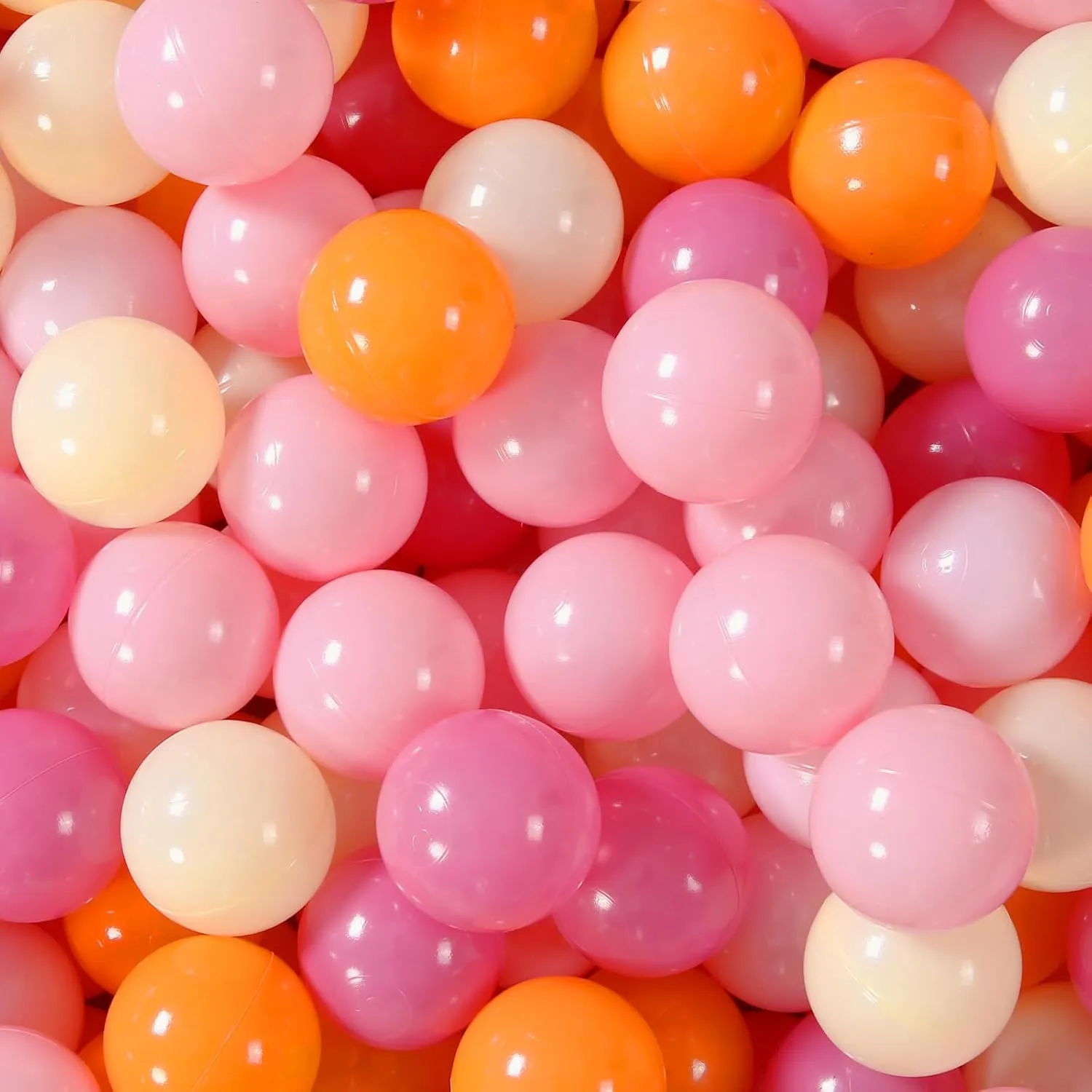 GOGOSO Ball Pit Balls for Toddler, Baby Plastic Playballs Kids Soft Pastel Pelotas Non-Toxic BPA-Free 3pink Orange Yellow, 500 Balls