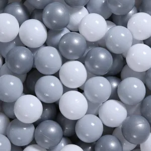 GOGOSO Ball Pit Balls for Toddler, Baby Plastic Playballs Kids Soft Pastel Pelotas Non-Toxic BPA-Free Gray Pearl Gary  White, 100 Balls