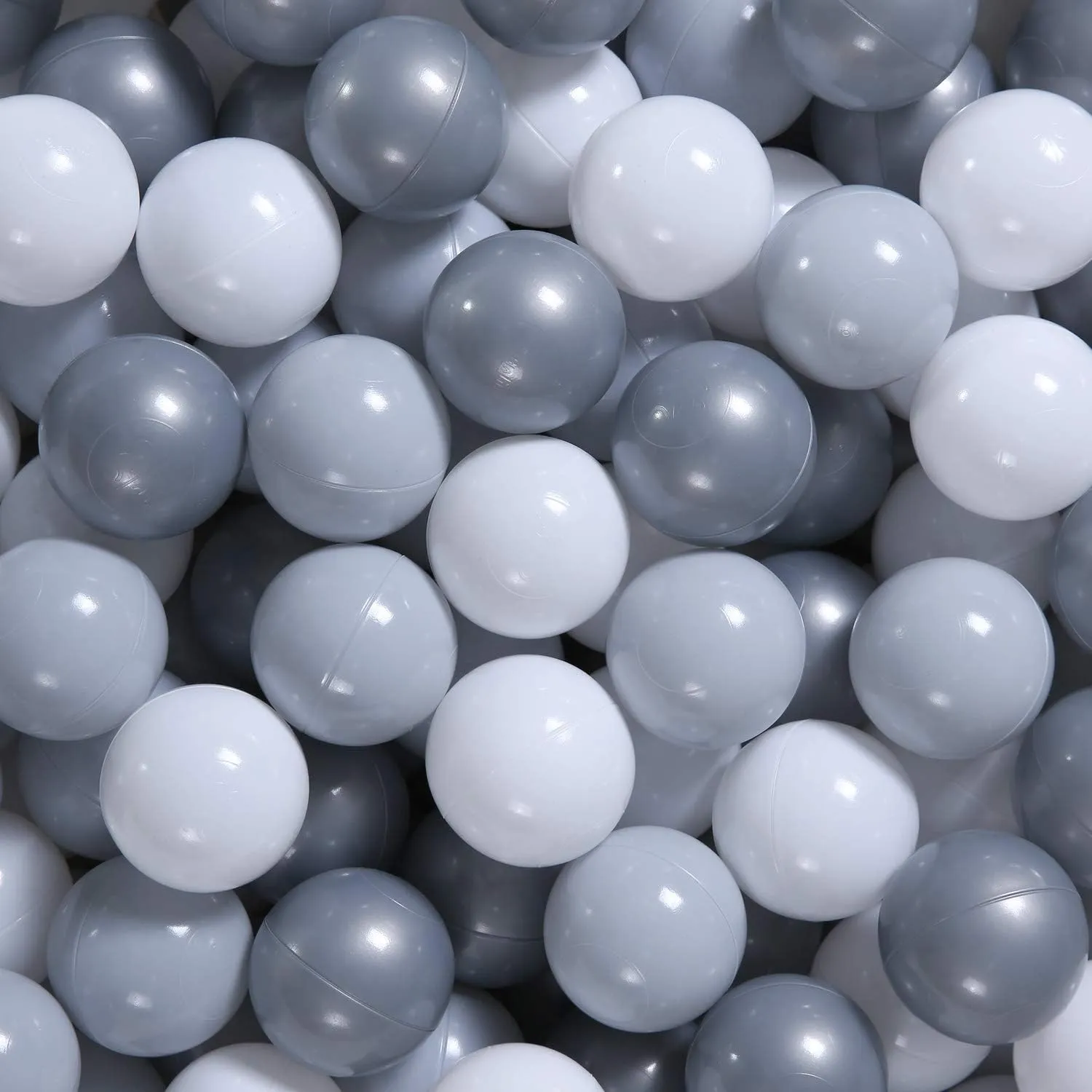GOGOSO Ball Pit Balls for Toddler, Baby Plastic Playballs Kids Soft Pastel Pelotas Non-Toxic BPA-Free Gray Pearl Gary  White, 100 Balls
