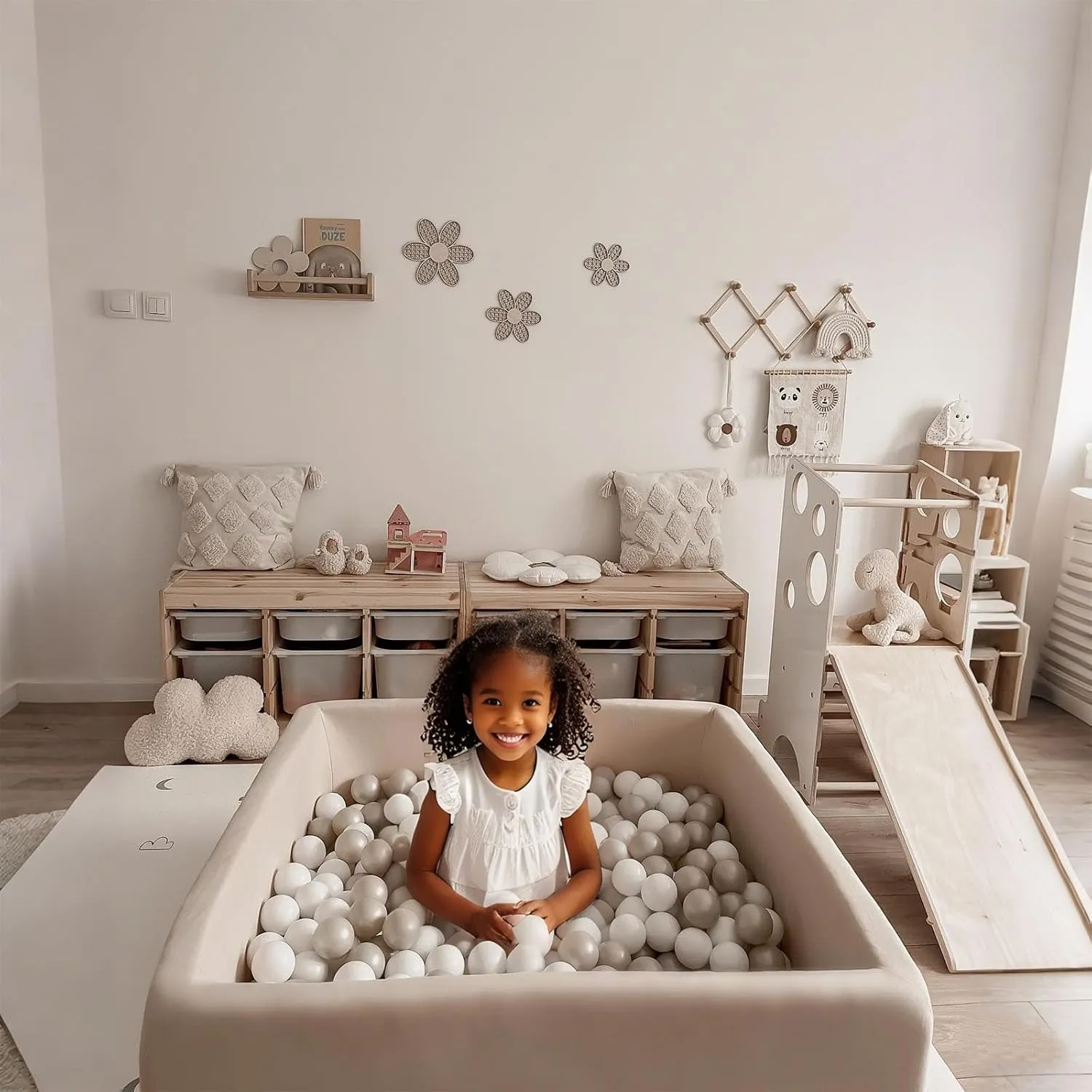 GOGOSO Ball Pit Balls for Toddler, Baby Plastic Playballs Kids Soft Pastel Pelotas Non-Toxic BPA-Free Gray Pearl Gary  White, 100 Balls