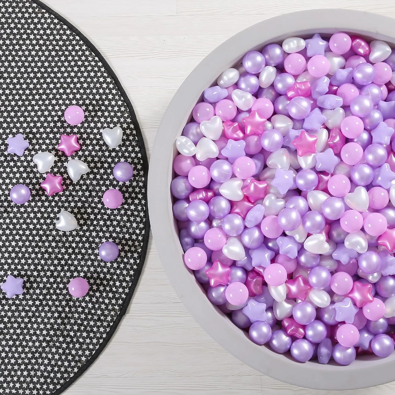 GOGOSO Ball Pit Balls,Plastics Balls for Ball Pit, Stars Hearts Shape for PastelBall for Toddlers Kids