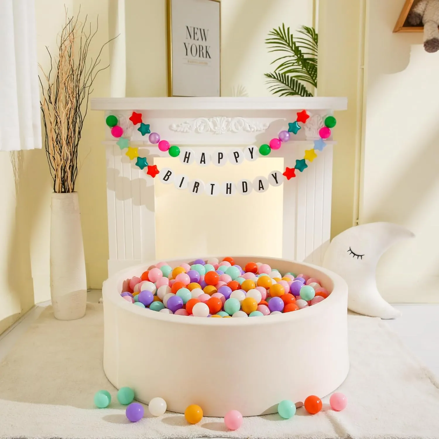 GOGOSO Cream Ball Pit Balls 100 Balls, 2.2 Inch Ball Pool Balls for Baby Fun Toys, Different Shaped for Toddler Ball Pit, Boys Girl Kids Birthday, Tent,Slides