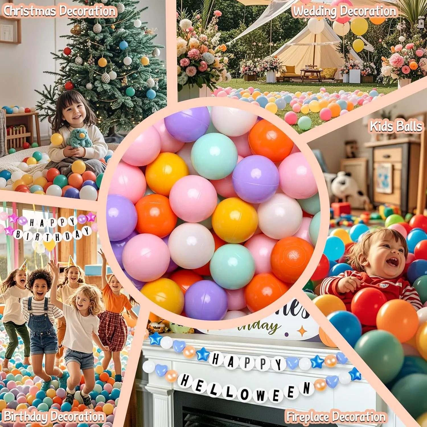 GOGOSO Cream Ball Pit Balls 100 Balls, 2.2 Inch Ball Pool Balls for Baby Fun Toys, Different Shaped for Toddler Ball Pit, Boys Girl Kids Birthday, Tent,Slides