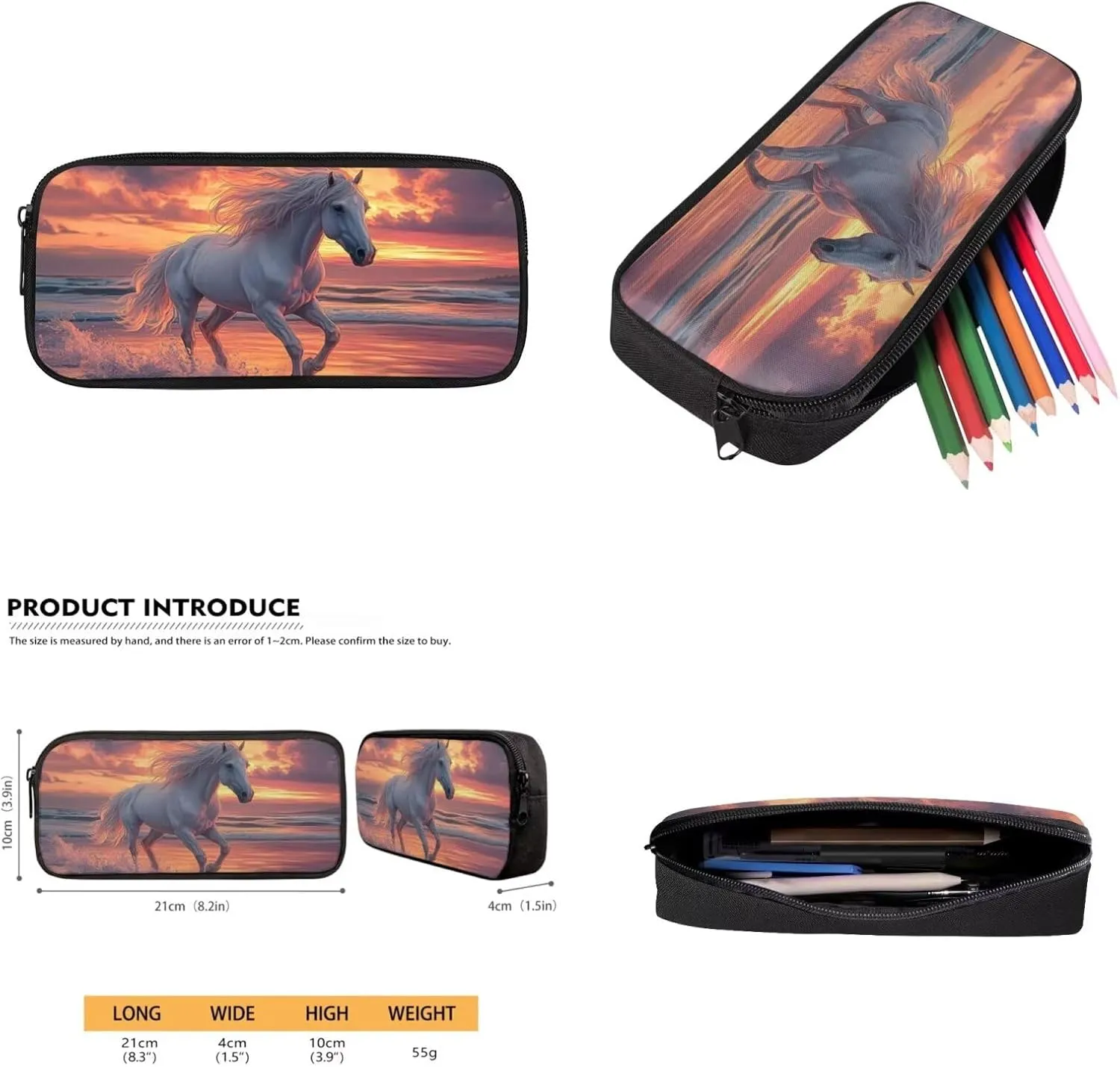 Gomyblomy Beach Horse Backpack for Girls 10-12 12-14 Large Capacity Bookbag for Girls with Lunch Box Pencil Case Water Bottle Sleeve 4 in1 Set for Elementary Middle School Bags for Teens