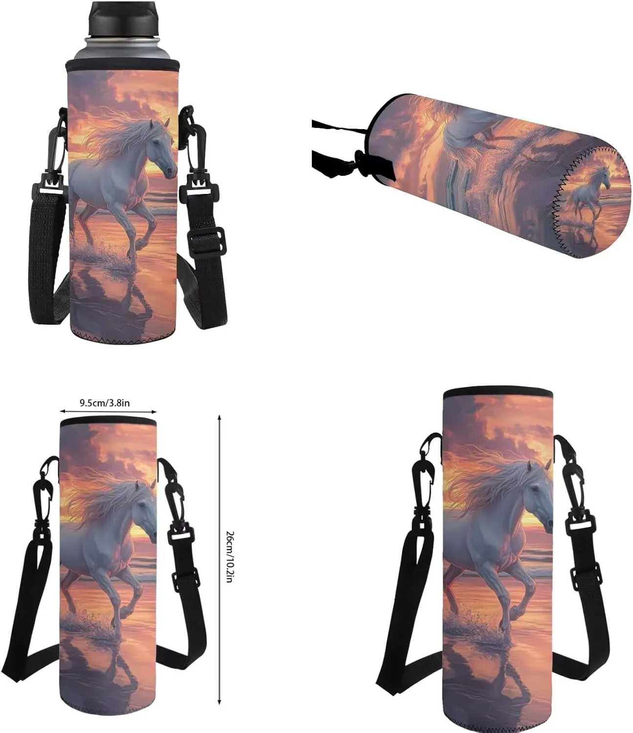 Gomyblomy Beach Horse Backpack for Girls 10-12 12-14 Large Capacity Bookbag for Girls with Lunch Box Pencil Case Water Bottle Sleeve 4 in1 Set for Elementary Middle School Bags for Teens