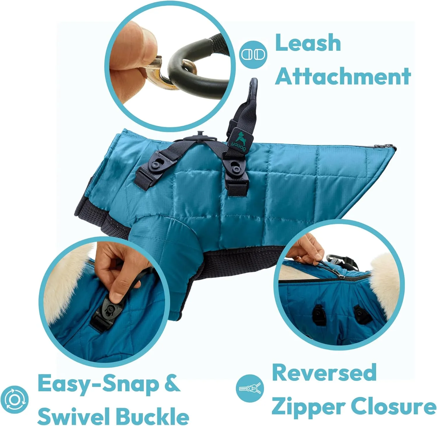 Gooby Alpine Explorer - Celestial, Small - Waterproof Jacket with Cross Lock Converter for Small Dog and Medium Dog