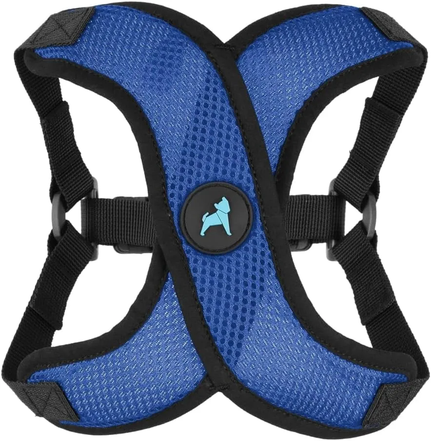 Gooby Comfort X Step in Lite Dog Harness - Choke Free, Escape Free with Light Breathable Mesh - Step in Dog Harness for Small and Medium Dogs - Quick Release Buckle, Metal D-Rings - Blue, Large