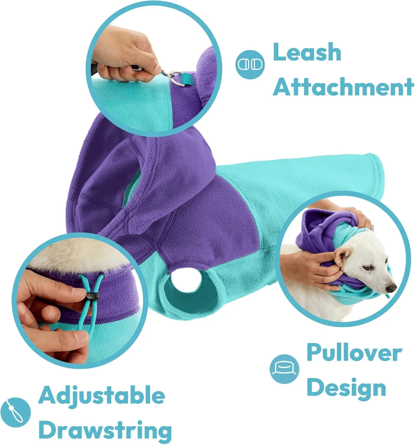 Gooby Dog Vest Hoodie - Black, Large - Fleece, Soft, Two Tone - Stylish, Adjustable, Leash Attachable - Small & Medium Dogs