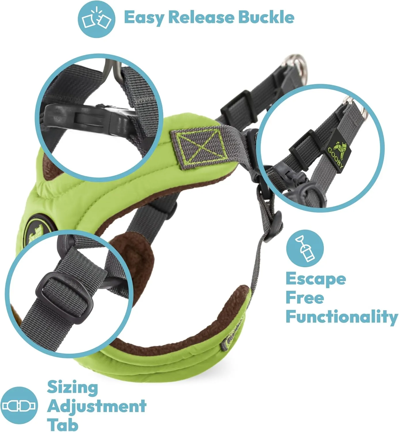 Gooby Escape Free Memory Foam Harness - Purple, Large - No Pull Step-in Small Dog Harness with Four Point Adjustment - Perfect on The Go Dog Harness for Medium Dogs No Pull and Small Dogs