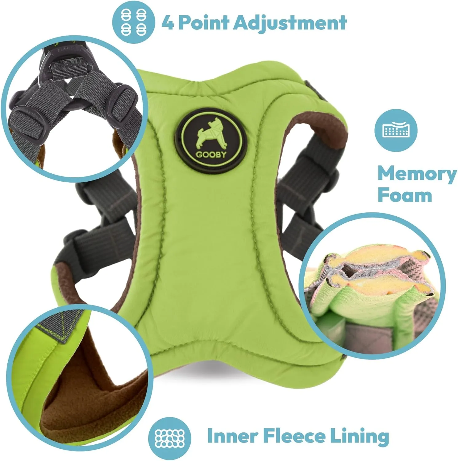 Gooby Escape Free Memory Foam Harness - Purple, Large - No Pull Step-in Small Dog Harness with Four Point Adjustment - Perfect on The Go Dog Harness for Medium Dogs No Pull and Small Dogs